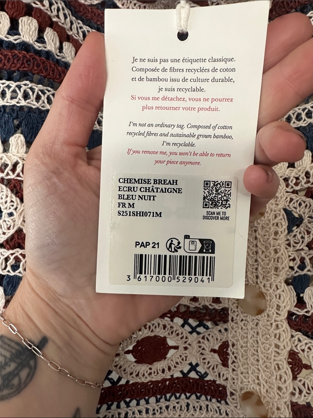 NWT Sezane Breah Crochet Blouse - Picture 4 of 9
